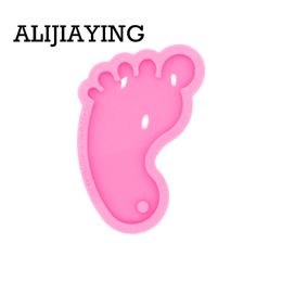 DY0461 Glossy Foot Keychain Mould Silicone Resin Pendant Mould for Epoxy Jewellery Making DIY Crafts Necklace