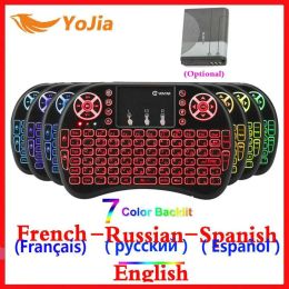 Keyboards Russian English Spanish Hebrew French mini 2.4GHz Wireless Keyboard i8 Touchpad Backlight i8 keyboard For Android TV BOX PS3 PC