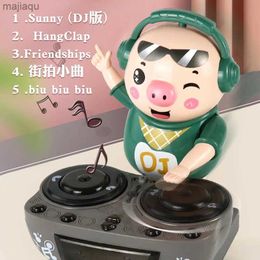 Electric/RC Animals Dances DJ Rock Robot Pig Baby Toys Electric Lights Music Fun Electronic Pig Waddles Music Toys Christmas GiftL2404