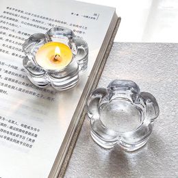 Candle Holders INS Plum Blossom Glass Holder Simple Retro Decoration Romantic Candlelight Dinner Candlestick Atmosphere Prop Gift