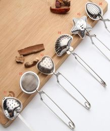 6styles Stainless Steel Tea Strainer Tea Spoon Seasoning Infuser Star Shell Oval Round Heart Shape Strainer Teaware8583925