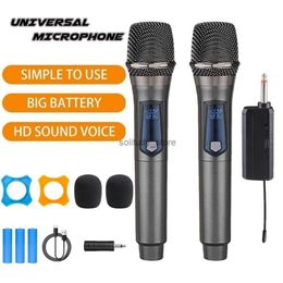 Microphones Wireless microphone 2-channel UHF professional handheld used for parties karaoke church performances and conferencesQ