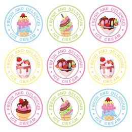 12pcs Baby Shower Sweet Ice Cream Gift Candy Bags Box Kid Happy Birthday Party Thank You Paper Bag Ice Cream Sticker Party Decor