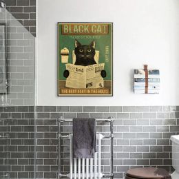 Vintage Black Cat Poster Your Butt Napkins Kraft Paper Posters Remember To Wipe Funny Bathroom Art Painting Home Wall Decor