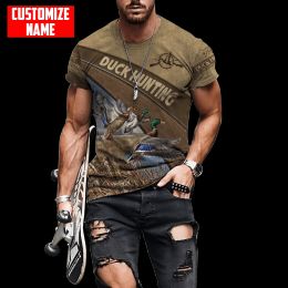 Customised Name Duck Hunting 3D All Over Printed Mens t shirt Cool Summer Unisex Short sleeve T-shirt Casual Tee tops TX255