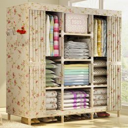 Super Large Clothes Closet Organizer Storage Rack Wooden Wardrobe Portable Home Garment Hanger Double Rods Long Hanging Space
