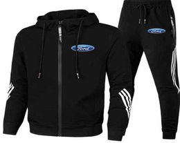 2021 Ford Car Brand Autumn and New Casual Jogger Tracksuit Zipper Hoodiespants 2pc Sets Mens Sportswear Sport Suit4529454