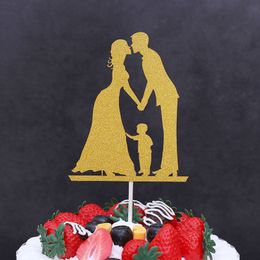 Black Color Love Family Cake Flag Topper Parent With Kid Flags For Wedding Birthday Party Cake Baking Decoration