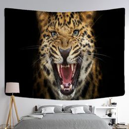 Snow Leopard Tapestry Wall Hanging Animal Psychedelic Mystery Dormitory Living Room Background Cloth Decor