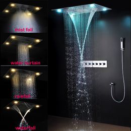 Luxurious LED Shower System Ceiling Mount Rain Head set big rain shower head,dual rain and waterfall shower sets