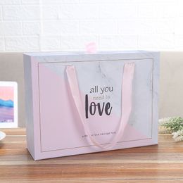Drawer Simple Pink High Quality Gift Present Box Fresh Hand Cardboard Gift Packaging Box Drawer Handheld For Wedding Birthday
