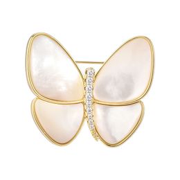 New minimalist, fashionable luxurious butterfly shaped brooch with broken cocoon zirconia stone high-end feeling natural Beimu brooch, brooch for women