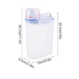 2KG Powder Storage Box Plastic Kitchen Rice Grains Container Bathroom Laundry Powder Detergent Case with Pour Mouth with Lid