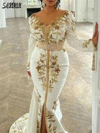 Party Dresses Muslim High Neck Evening Dress Luxury Mermaid Appliques Prom Beading Sequins Long Sleeve Gown Vestido De Novia