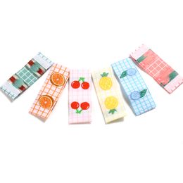 100pcs Cute Grid Fruit Embroidery Label Tags Kids Garment Fabric Clothes Care Shoes Bag Clothing Care Labels Washable Sewing