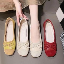 Casual Shoes Korean Style Fashion Bowknot Women Comfortable Flat Sole For Shallow Mouth Work Zapatos De Mujer