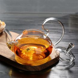 High Borosilicate Glass Heat Resistant High Handle Coffee Maker Household Tea Pot Creative Transparent Filter Flower Teapot