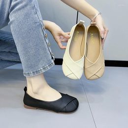 Casual Shoes Women's Slip On Leather Loafers 2024 Spring Autumn Fashion Ballet Comfort Round Toe Cute Flats Sneakers