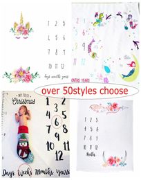 OVer 50 styles choose Unicorn cartoon INS Baby Milestone Blanket Infant Tribal Blanket Baby Shower Gift pography background pro1181604