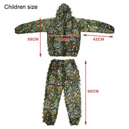 Kids Men Women Ghillie Suit Camouflage Clothes Robe 3D Hunting Clothes Jungle Suit Training Leaves Clothing Hunter Suit Military