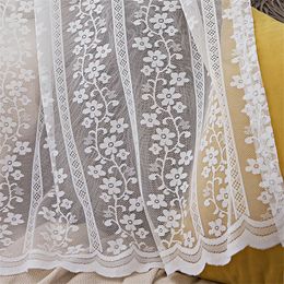 White Lace floral Tulle Curtains for Living Room Bedroom Window Coffee Bar Net Fabric Sheer Curtain