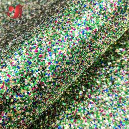 A4 Sequin Chunky Glitter Vinyl PU Faux Leather Sewing Fabric Shiny Iridescent Bow Craft DIY Earring Handmade Patchwork Material