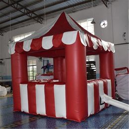 wholesale 6m Lx5mWx4mH Red White Customized Portable inflatable stand tent carnival cube booth cocession kiosk for candy floss fast food drink ice cream
