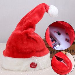 5 Choice 2020 Musical Bell Christmas Santa Antler Hat Singing Dancing Moving Electric Antler Hat Plush Adult Hat Winter Warm Gif