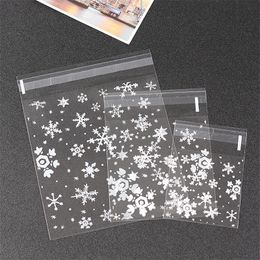 100PCS Transparent Snowflake Candy Bag Wedding Party Supplies Gift Bag Biscuits Snack Baking Frosted Self-Adhesive Plastic Bag