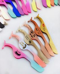 Colourful False Eyelash Tweezers Fake Eye Lash Applicator Eyelash Extension Curler Nipper Auxiliary Clip Cosmetic Makeup tools Clip5667607