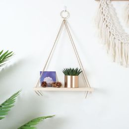 Wall Decorative Shelf Household Wall Wood Swing Hanging Rope indoor Mounted Floating Shelves Plant Flower Pot outdoor decoration