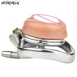 Other Health Beauty Items FRRK Stainless Steel Chastity Cage with Detachable Silicone Pussy Urethral Plug Penis Lock Cock Rings Adults Adult Toys Shop L410