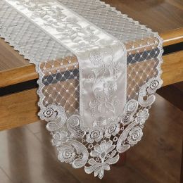 Table Runner For Dining Table Runners Wedding Party Beige Flower Europe Embroidered Flag Lace Coffee Tv Cabinet Table Decoration