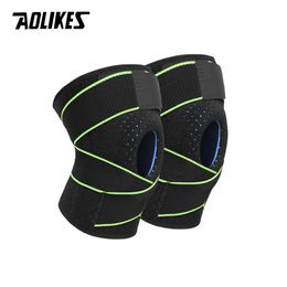 AOLIKES 1 Pair Knee Support Coolfit Quick dry Silica gel 4 Springs Stabilizer Sports KneePad Baketball Football Knee Protector