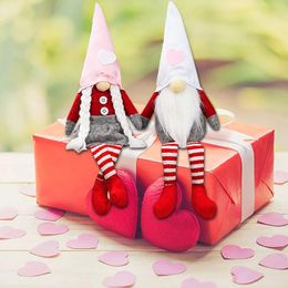 Valentine's Day Gnome Plush Doll Decorations Handmade Swedish Tomte for Valentine's Day Table Ornament Valentine's Present