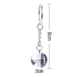 Sports Ball Luminous Key Chain Glass Ball Double Side Keychains Football Basketball Keychain Charms Glow In The Dark Keyring