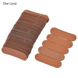 Chzimade 50Pcs/lot Blank PU Leather Labels For Garment Handmade Labels Tags Clothes Jeans Bags Shoes Diy Sewing Materials