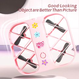 Drones H107 Pink Mini Drone 8K Highdefinition Aerial Photography Remote Control Plane Drone Small Quadcopters Toy for Boys Girls Gift