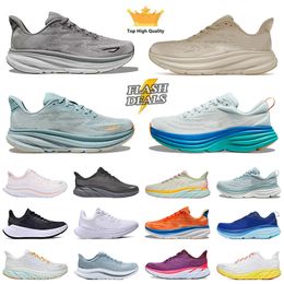 Hokka Running Shoes hok Bondi 8 Clifton 9 Sneaker hokah men women Black White Blanc De Blanc Peach Whip Shifting Sand Mens Trainers Outdoor Sports Sneakers Size 36-45