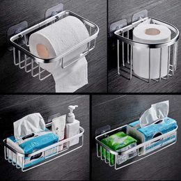 Toilet Paper Holders Suction Cup Toilet Roll Paper Rack Shampoo Holder Hollow Out Towel Storage Wall Hanging Basket for Bathroom of Hotel and Home 240410