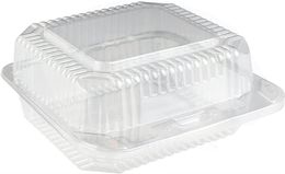 Plastic Clamshell Takeout Trays Dessert Containers Hinged Food Container Disposable to Go Boxes for Salads Pasta Sandwiches XB11494526