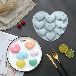 9 Cavity Heart Silicone Pendant Mould For Making Pendant Agate Necklace Jewellery Mould Handmade Resin Mould Casting Craft DIY Tool