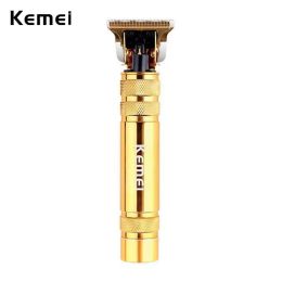 Trimmers Kemei Professional Metal Rechargeable Edging Hair Trimmer Vintage T9 Men Electric Beard Finishing Outlining Hair Clipper Lighter