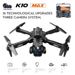 Drones K10 MAX Drone HD 4K Three Cameras Aerial Photography UAV Obstacle Avoidance Optical Flow Positioning Aircraf Toys Christmas Gift