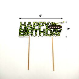 Army Birthday Party Decor Camo Cake Toppers Camouflage Tank Plane Cupcake Topper Kids Birthday Soldier Military Party Supplies