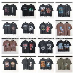 Men's T-shirts Hellstar High Street Devils Island Saint Hip Hop Washed Heavy Industry Old Front and Rear Printed Loose Large Size