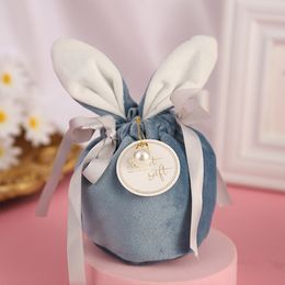 2/5 Pcs Candy Bag Easter Packing Bags Bunny Ears Velvet Rabbit Bag Dice Tarot Jewellery Organiser Party Gift Bag Wedding Decor