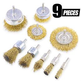 Copper-plated Wire Brush Grinding Wheel Rust Removal Wire Wheel Polishing Brush Electric Grinding Electric Drill Wire Brush Set