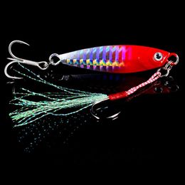 High Quality 6Pcs Set 3D Eye Fishing Lure Lead Lures Feather Fishing Tackle 6 Colours 60mm 15G-#6 Hook228G