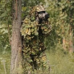 3D Maple Leaf Camouflage Clothes Hooded Jacket and Pants Ghillie Suit Hunting Clothing for Airsoft CS Games